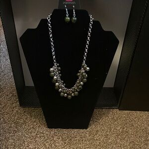 Paparazzi Green Beaded Necklace and Earring Set